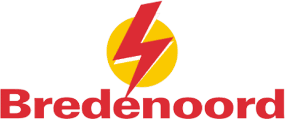 Krachtige bliksem en logo van Bredenoord voor werplek- en groeidentrainingen.