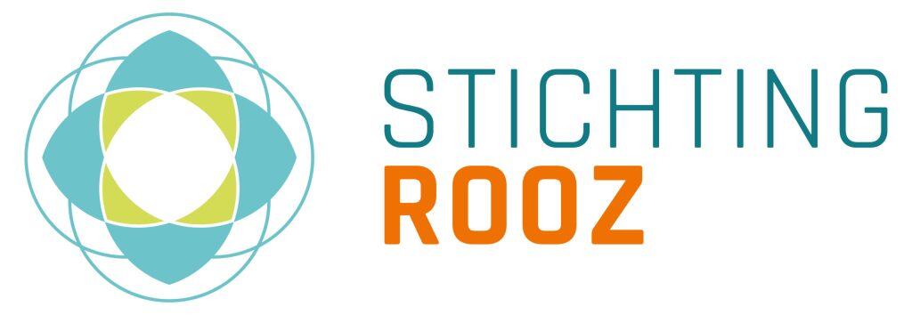 Zichtingslogo voor Stichting Roze, met een kleurrijk octagonaal ontwerp in blauw en groen, gericht op inclusiviteit en werkplezier.